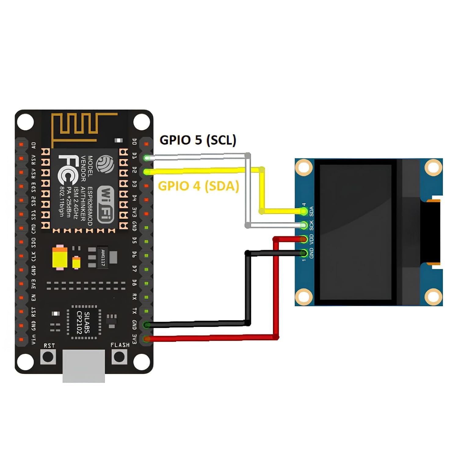 Electrifier 1.3 Inch OLED Display Module 128x64 I2C Blue Pack of 2 | Two matched panels for dual readouts or a ready spare | 3.3V-5V input, onboard regulator | 4 mounting holes each - Image 2