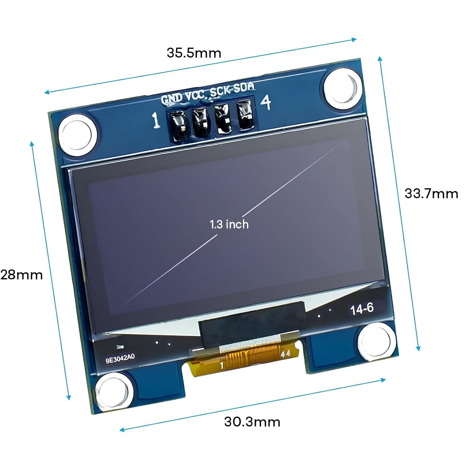 Electrifier 1.3 Inch OLED Display Module 128x64 I2C Blue Pack of 2 | Two matched panels for dual readouts or a ready spare | 3.3V-5V input, onboard regulator | 4 mounting holes each - Image 6