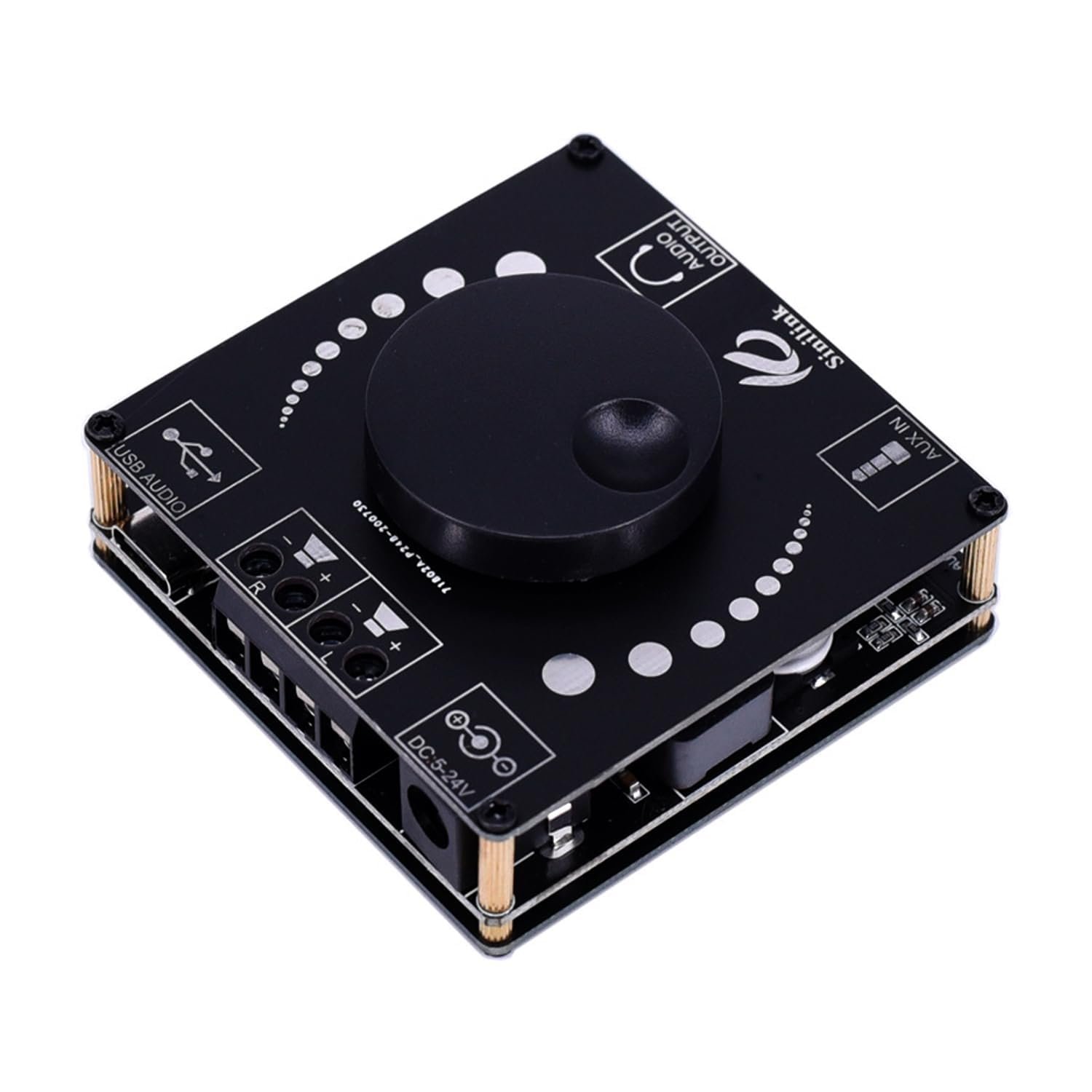 Electrifier XY-AP50H Bluetooth 5.0 Stereo Amplifier Board 50W+50W Class D | Four input modes — AUX, USB sound card, U-disk and wireless | DC 5-24V input | drives 4-8 Ohm speakers | rotary volume