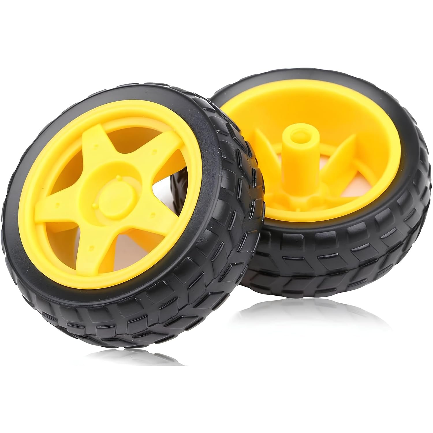 Electrifier Dual Shaft BO Motor 300 RPM 3V-12V with Wheels, Set of 2 | 0.35 kg cm rated torque, push-fit tyres, encoder disc support, complete drive pair for 2WD line follower and smart car builds - Image 3
