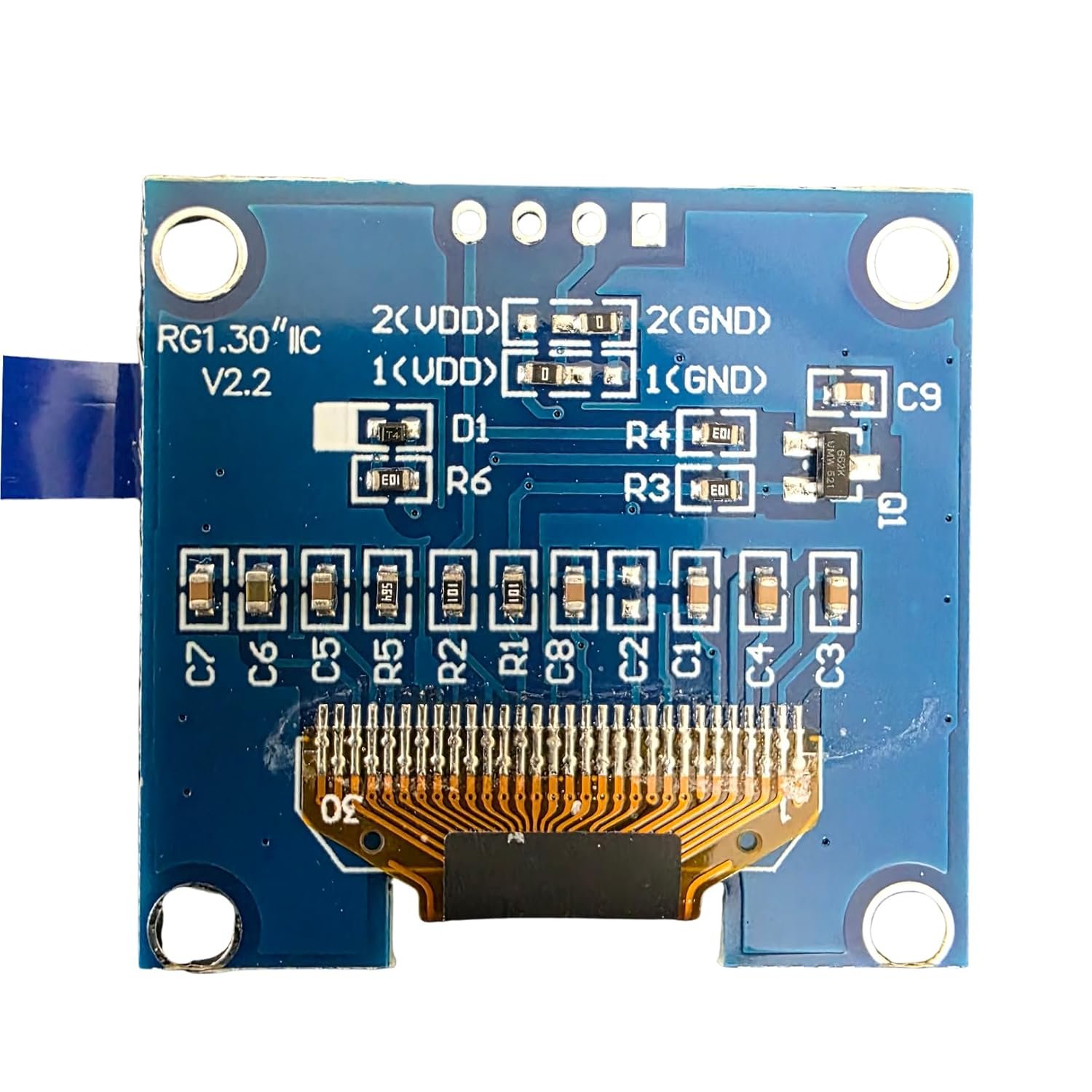 Electrifier 1.3 Inch OLED Display Module 128x64 I2C Blue Pack of 2 | Two matched panels for dual readouts or a ready spare | 3.3V-5V input, onboard regulator | 4 mounting holes each - Image 3